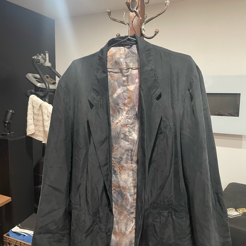 Black  Silk Blazer with Patterned Lining